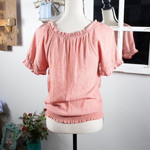 E&M Boho Lace Top, Large - Dusty Rose! - Picture 2 of 6